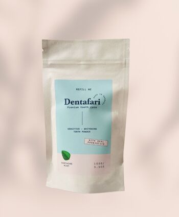 Recharge de poudre dentaire probiotique pour dents sensibles + blanchiment des dents Menthe apaisante 1