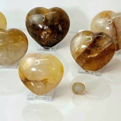 Coeurs de quartz en cristal de guérisseur doré grands