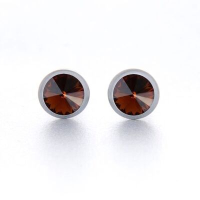 PENDIENTES ACERO DE PRESION Y CRISTAL SMOCKED TOPAZ