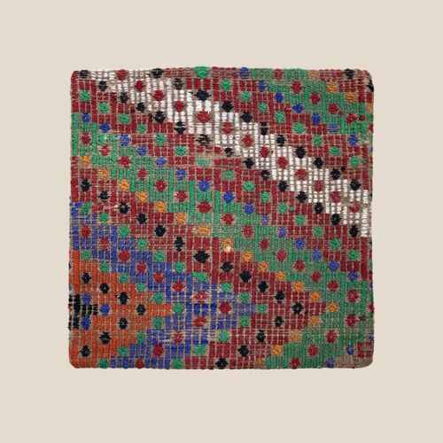 Turkish Cushion Sevde - Upcycled from vintage rugs, 40x40cm, wool