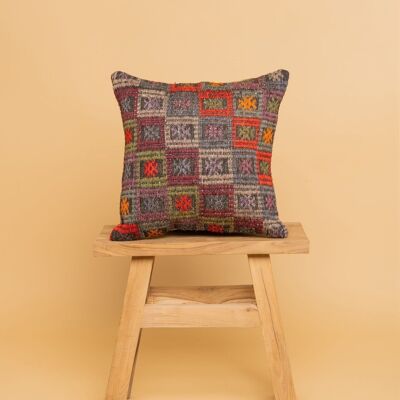 Cojín turco Kumru - Reciclado de alfombras antiguas, 40x40cm, lana