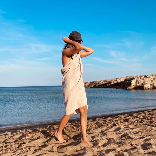 Turkish Towel Beach Boys Beige - Perfect for your beach, sauna and gym trips 🌊