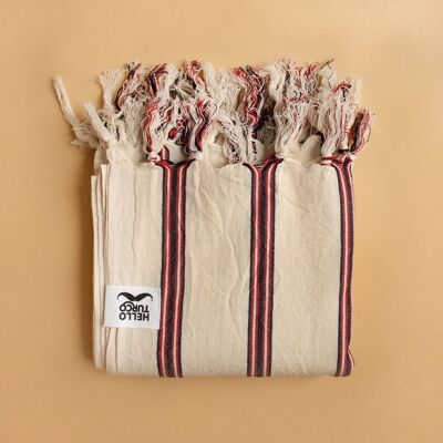 Asciugamano turco Su - Aspetto naturale, tradizionalmente a righe, robusto, tessuto a mano utilizzando cotone turco biologico originale