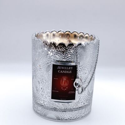 Silver stainless steel jewel candle - ORANGE FLOWER