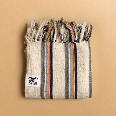 Asciugamano turco Shirin - A strisce graziose e colorate, leggero, tessuto a mano utilizzando cotone turco biologico originale
