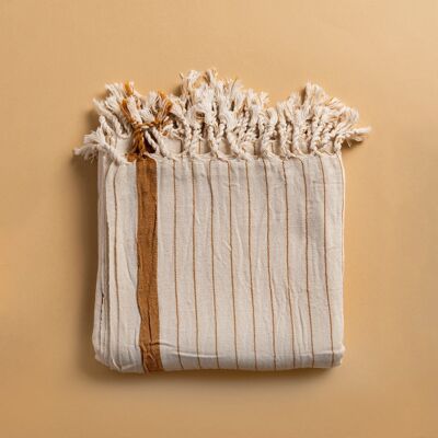 Turkish Towel Hatun - Brown striped, soft, handwoven by using original organic Turkish cotton