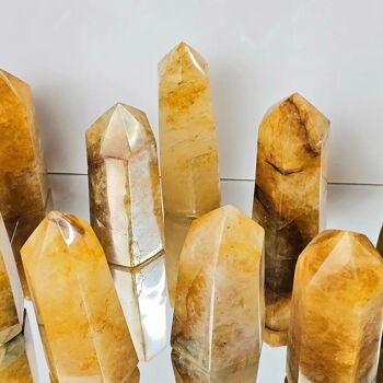 Prisme de cristal de quartz de guérisseur doré 3