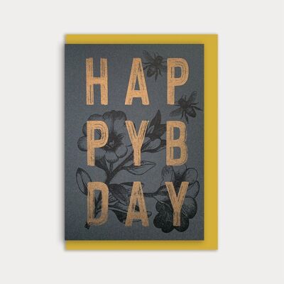 Birthday card / folding card / typo / Happy B-Day / recycled paper