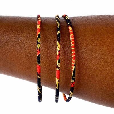 Fine Japanese Sakura black/red and gold bangle bracelet