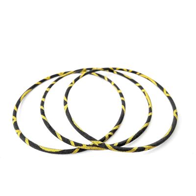 Fine Japanese Seigaiha black and gold bangle bracelet