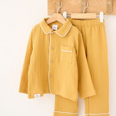 Organic cotton shirt pajamas - Mustard