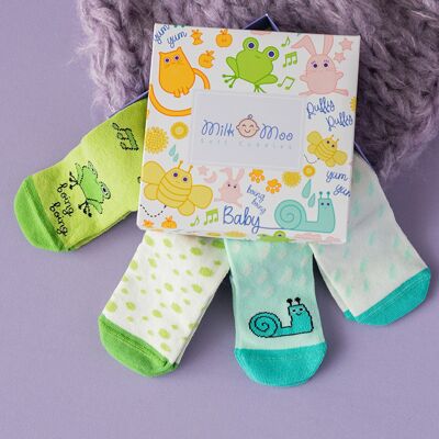 Milk&Moo Cacha Frog e Sangaloz Set di 4 calzini per neonati, 12-24 mesi
