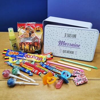 Coffret bonbons des années 90 "Marraine qui déchire"  (Boîte en métal) 2