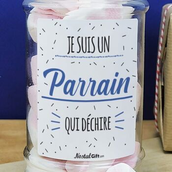 Bonbonnière coeurs guimauve x15 -  "Parrain qui déchire" 4