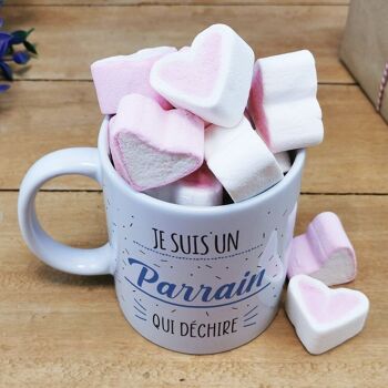 Mug "Parrain qui déchire" et ses guimauves coeurs x10 2