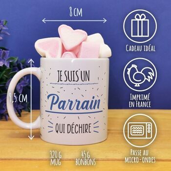 Mug "Parrain qui déchire" et ses guimauves coeurs x10 4