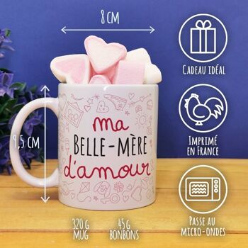 Mug "Belle-mère d'amour" et ses guimauves coeurs x10 4