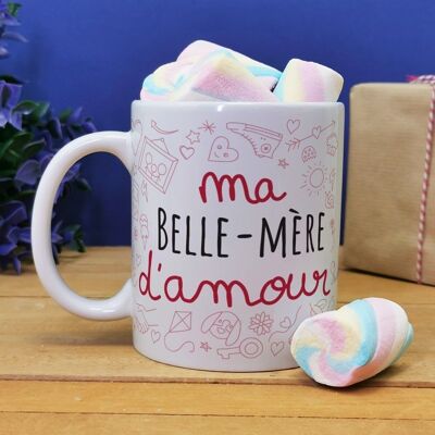 Tasse „Liebevolle Schwiegermutter“ und ihre gedrehten Marshmallows x5