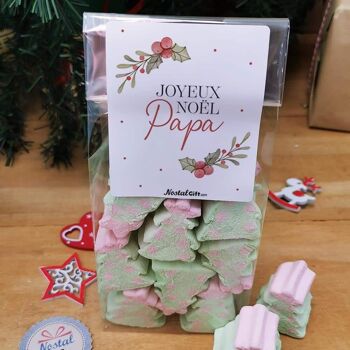 Sachet de guimauve sapin de Noël x 10 - "Joyeux Noël Papa" 2