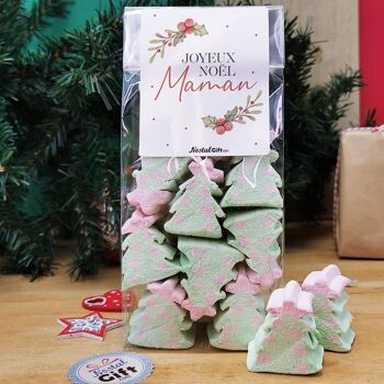 Sachet de guimauve sapin de Noël x 10 - "Joyeux Noël Maman" 1