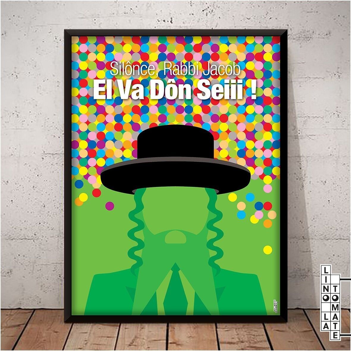 Affiche Lino la Tomate L040f
Hommage de Lino la Tomate à « LES AVENTURES DE RABBI JACOB » (version française)
Gérard Oury, Louis de Funès