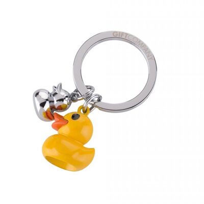 Ente, Schlüsselanhänger, gelb mit silbernem charm