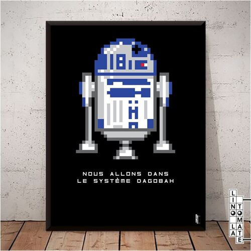 Affiche Lino la Tomate L237f
Hommage de Lino la Tomate à « STAR WARS » (R2-D2) (version française)
Pixel Art