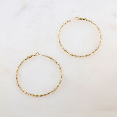 Twisted hoop earrings with smooth and hammered effect