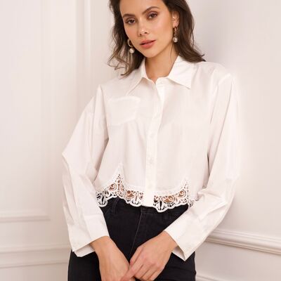 Cotton & lace cropped shirt - CK08210