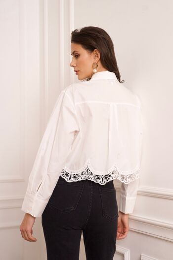 Chemise crop en coton & dentelle - CK08210 9