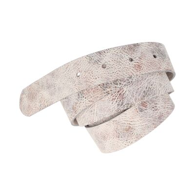 Belt women's leather Profumo print gray white 3 cm