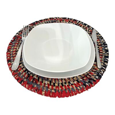 Pinde placemats x 4 natural and Red wax