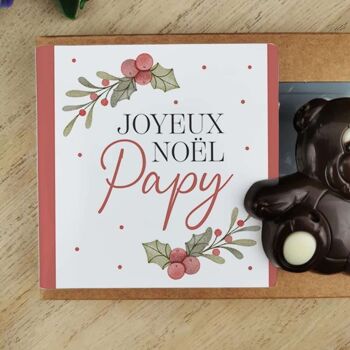 Oursons au chocolat noir x3 "Joyeux Noël Papy" - Cadeau de Noël 4