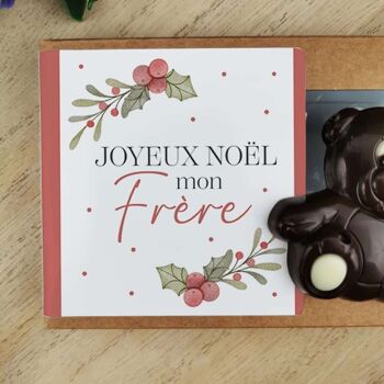 Oursons au chocolat noir x3 "Joyeux Noël mon frère" 4