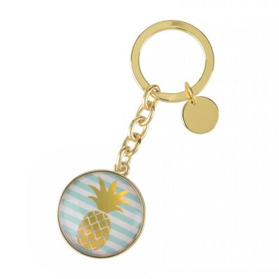 Cabochon, Schlüsselanhänger Ananas, gold