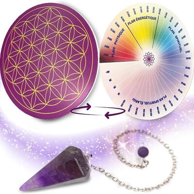 Flower of life receptacle in PVC & Bovis ladder + divinatory pendulum