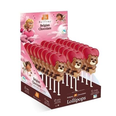 LOVE BEAR CHOCOLATE Lollipop 35g - Display of 24 lollipops