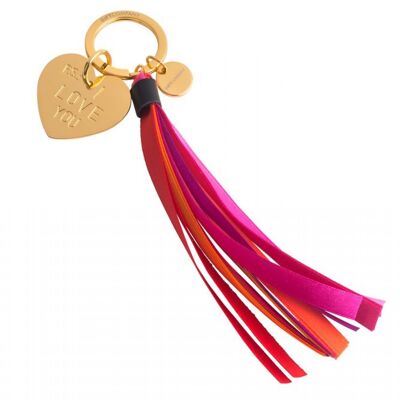 Schlüsselanhänger Tassel, I LOVE YOU, gold/pink/rot
