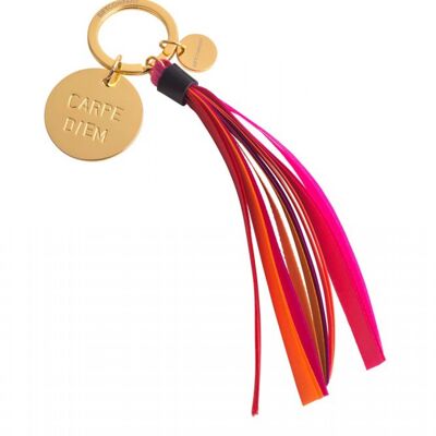 Schlüsselanhänger Tassel, CARPE DIEM, gold/pink/rot