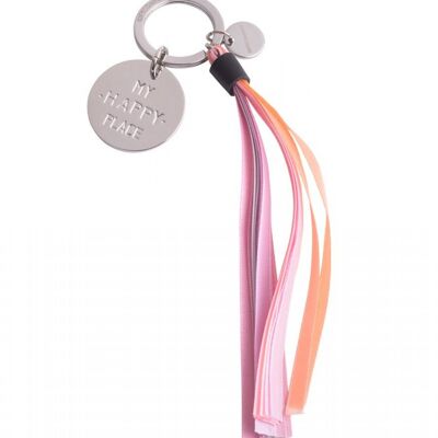 Schlüsselanhänger Tassel, MY HAPPY PLACE, silber/rosa/aprikot