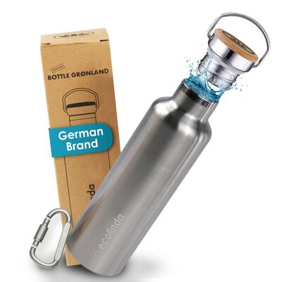 Stainless steel drinking bottle Thermo 750ml incl. carabiner