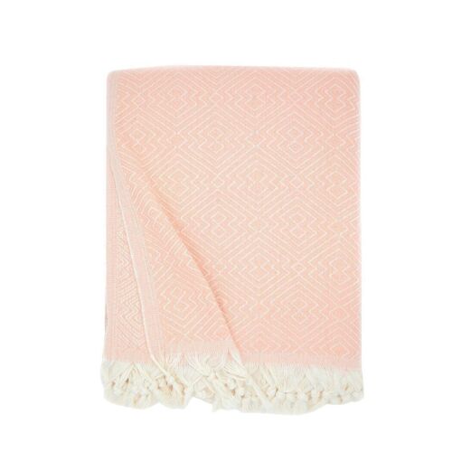 ATOM Cotton Plaid / Throw / XXL Beach Towel / Spa & Sauna Towel Salmon - 200x250 cm