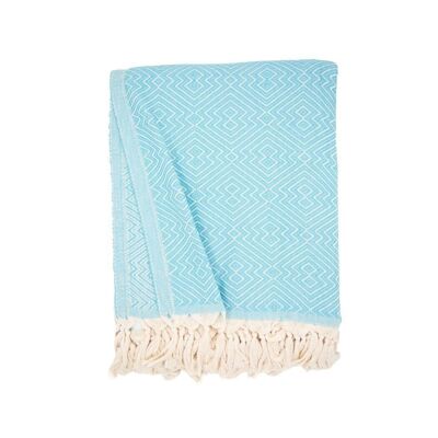 ATOM Plaid en Coton / Jeté / Serviette de Plage XXL / Serviette Spa & Sauna Turquoise Clair - 200x250 cm