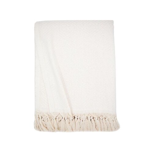 ATOM Cotton Plaid / Throw / XXL Beach Towel / Spa & Sauna Towel White - 200x250 cm