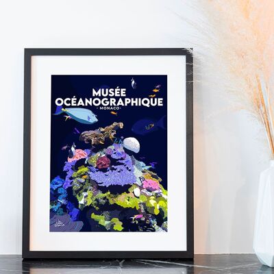 Affiche illustration aquarium poissons Monaco