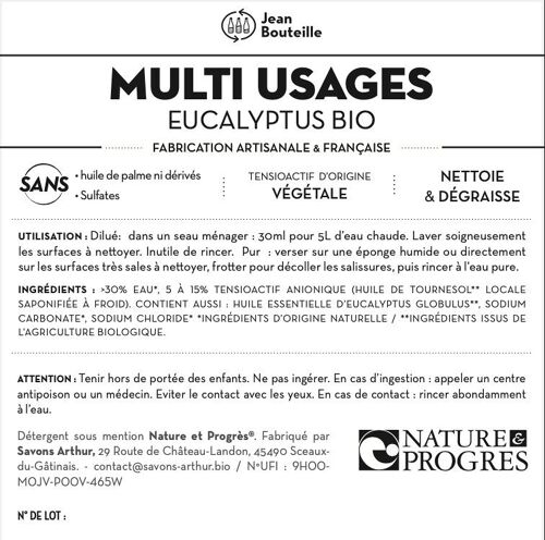 50 x Contre étiquette - Nettoyant Multi Usages à l’eucalyptus