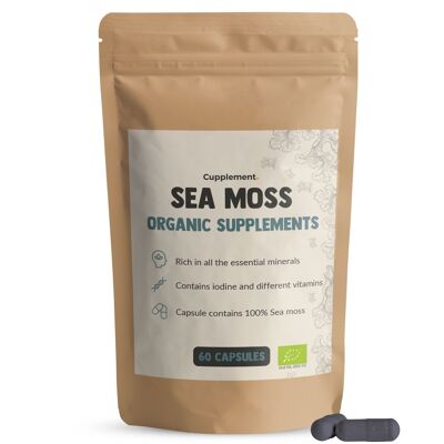 Cupplement - Musgo de mar 60 Cápsulas - Orgánico - 500 MG por cápsula - Superalimento - Suplementos - Sin gel ni musgo irlandés - Musgo de mar - Vitaminas - Minerales - Algas - Musgo de mar