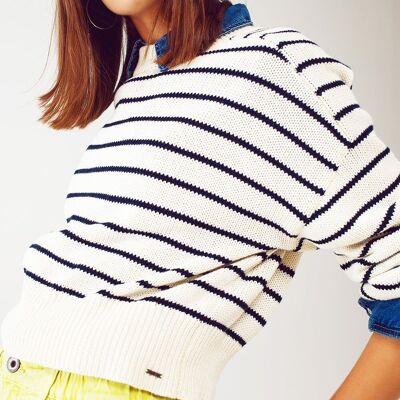 navy striped slouchy jumper
