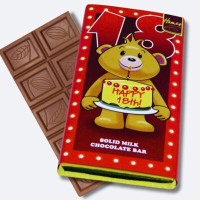 Happy 18th Birthday Milk Chocolate Sentiment Bar