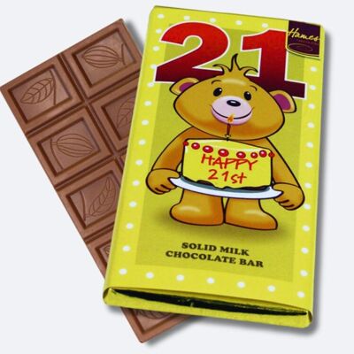 Milchschokoladenriegel „Happy 21st Birthday“